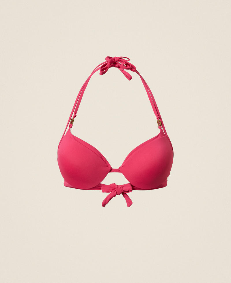 Push-up trompe l'oeil bikini top Cyclamen Fuchsia Woman 261LBMV44_13188_S0