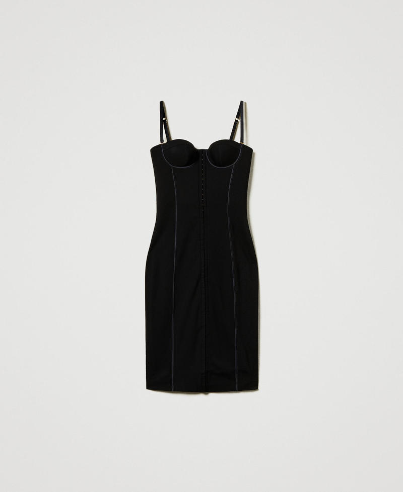 Midi bustier dress with hooks Black Woman 242LL2JFF_00006_0S