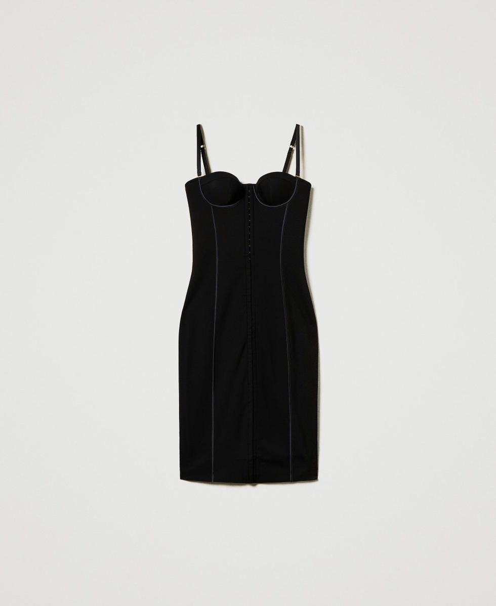 Midi bustier dress with hooks Woman, Black | TWINSET Milano