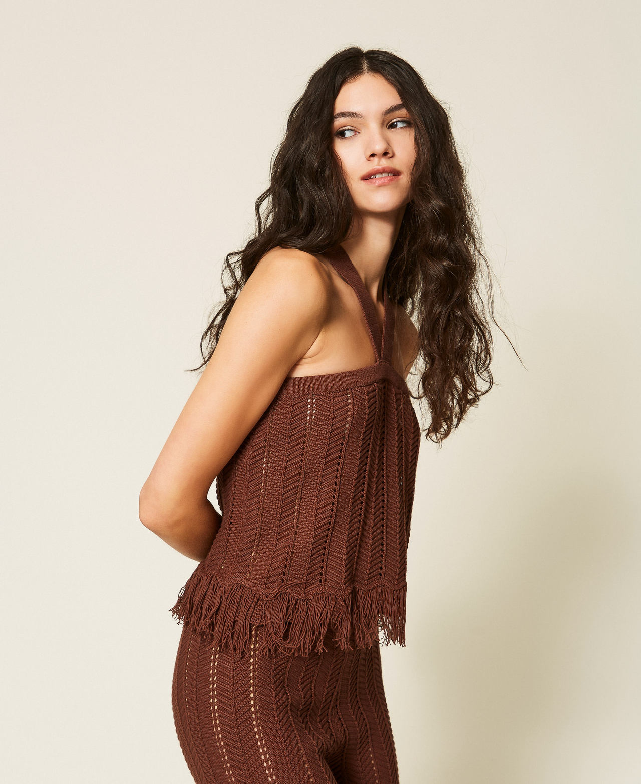 Top en maille avec franges