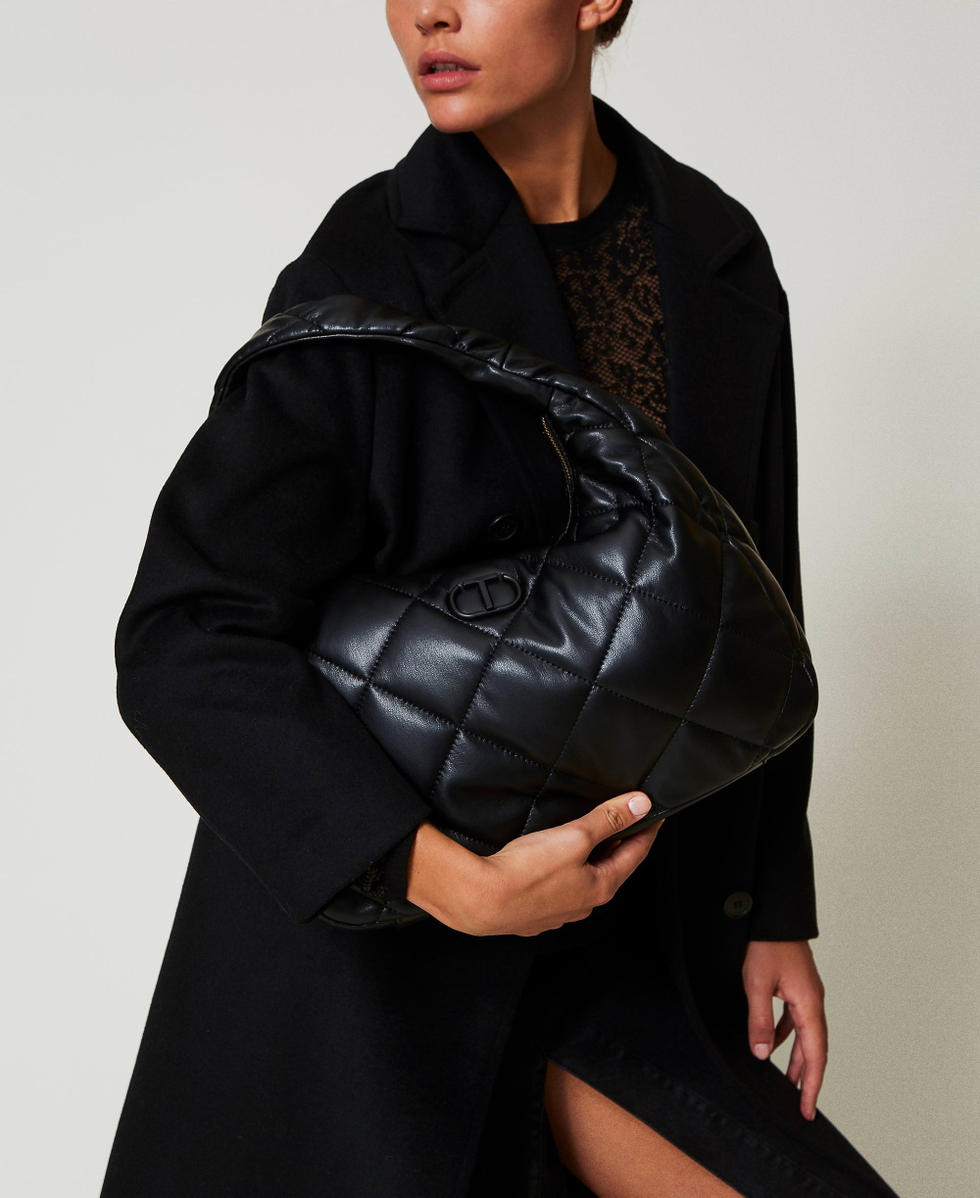 Large padded and quilted hobo bag Woman Black TWINSET Milano