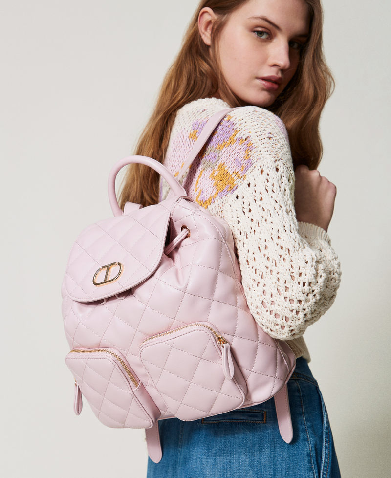 &lsquo;Audrey&rsquo; quilted backpack with Oval T Parisienne Pink Woman 251TB7371_00714_T0