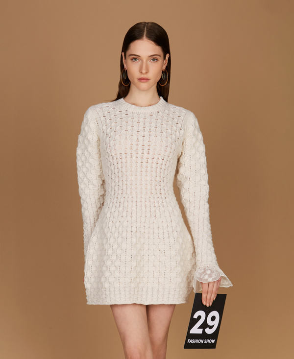 Wool and cashmere short knit dress
