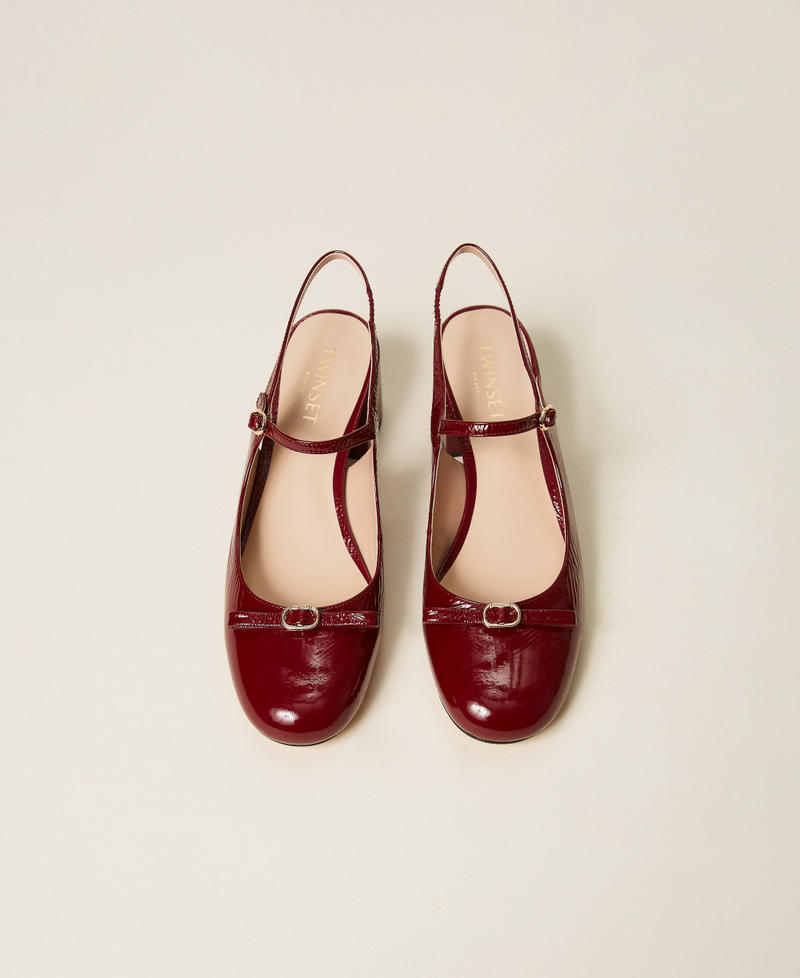 Faux patent leather sling back court shoes Bordeaux Woman 252TCP242_00020_04