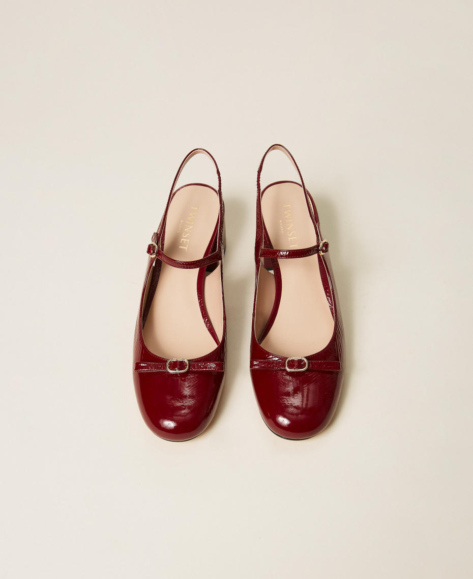 Faux patent leather sling back court shoes Bordeaux Woman 252TCP242_00020_04