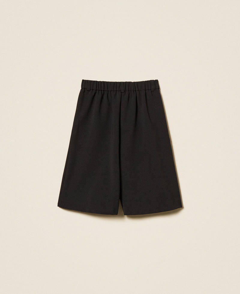 Bermuda en cr&ecirc;pe avec plis Noir Fille 261GJ2Q57_00006_S1