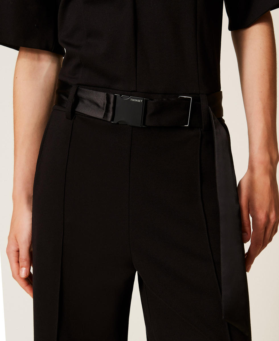 Jumpsuit with satin details Black Woman 252LI2UFF_00006_04