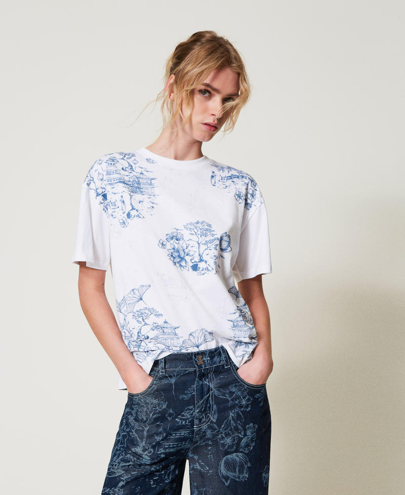MYFO t-shirt with a floral print Papers/Toile de Jouy Print Woman 251AQ2054_12441_01