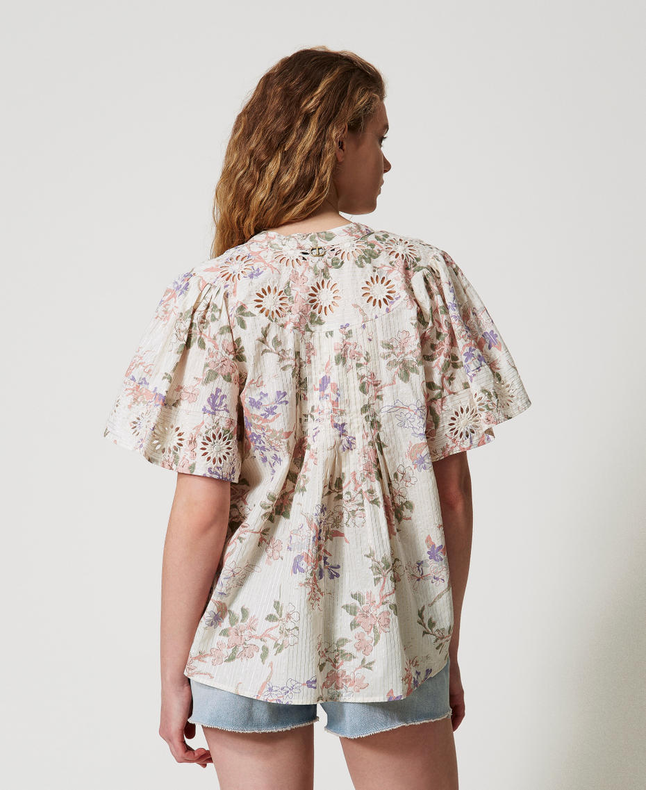 Muslin blouse with embroidery Multicolour/Lurex Floral Print Woman 251TT2156_12494_07