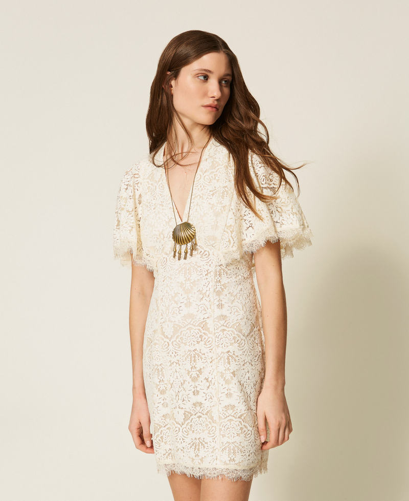Robe courte en dentelle Nacre Femme 261TT2311_00059_02
