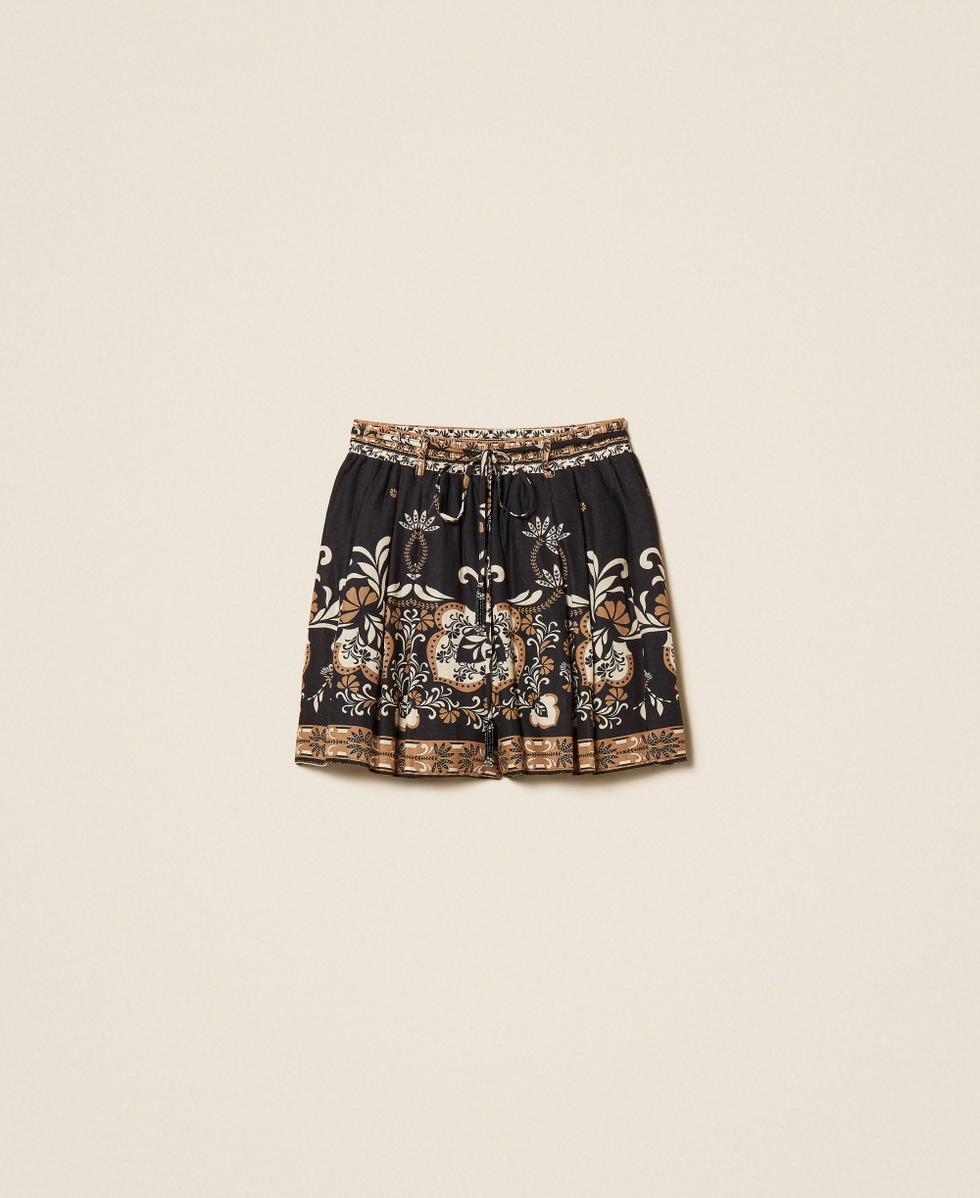 Linen blend printed shorts