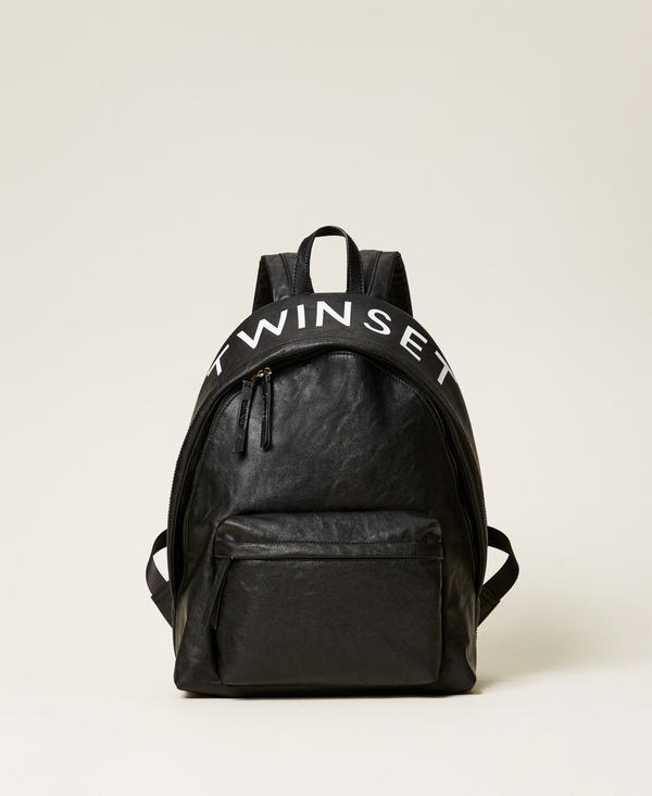 Backpack with logo and pocket