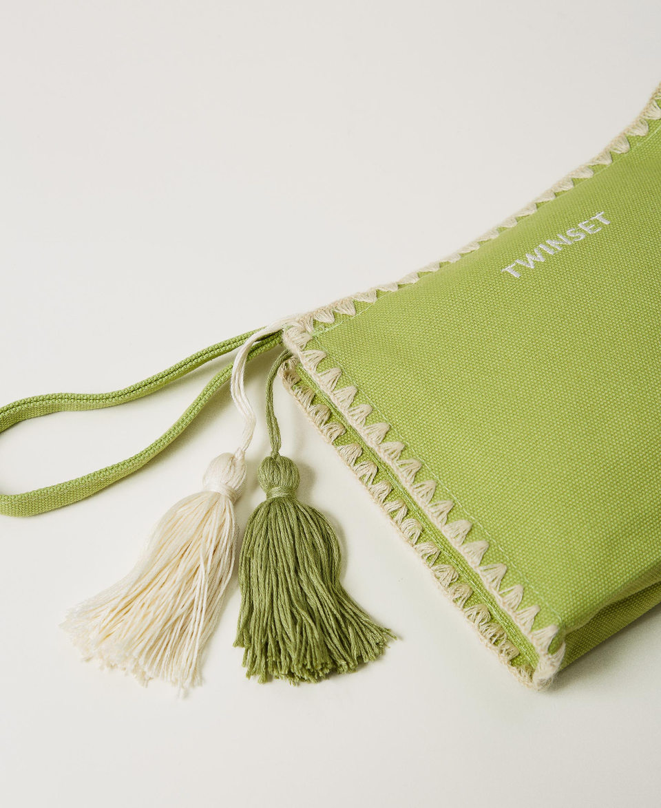 Canvas clutch with embroidery Green Grenoble Woman 251LB7AGG_12131_02