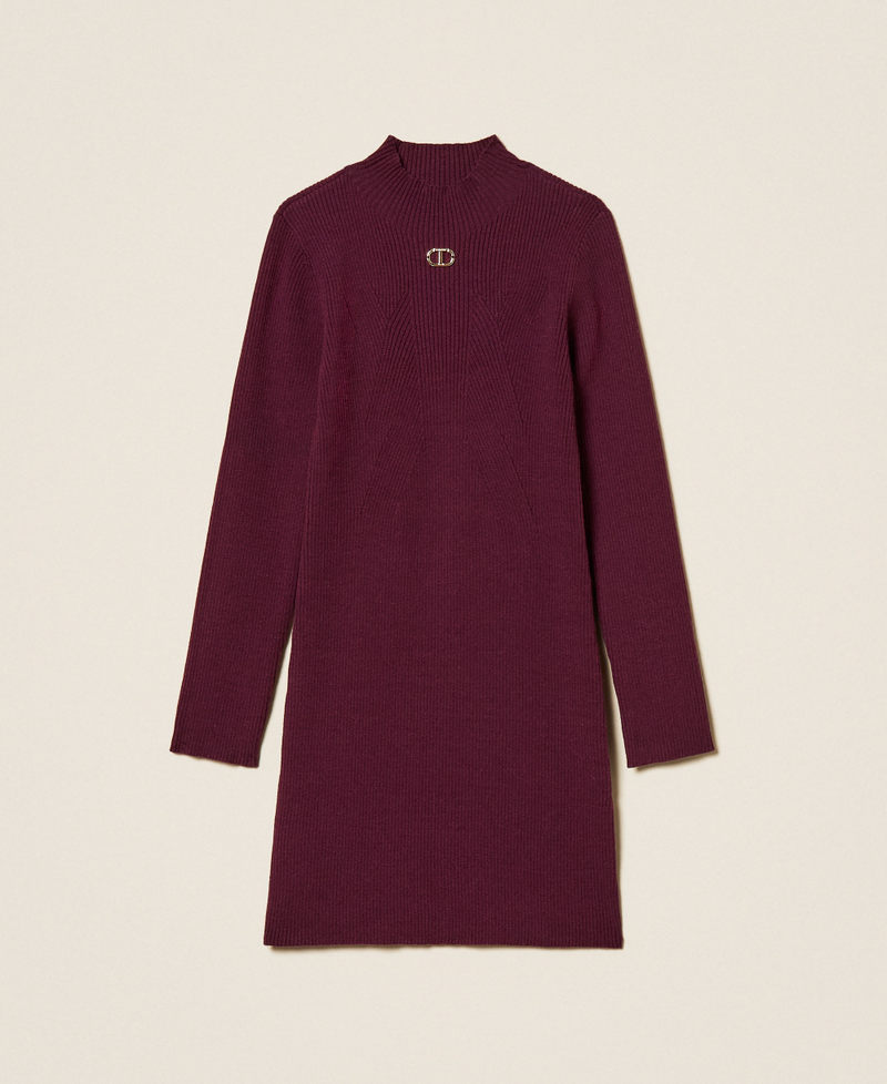 Girls' ribbed knit short dress Burgundy Red Girl 252GB3010_04218_S0