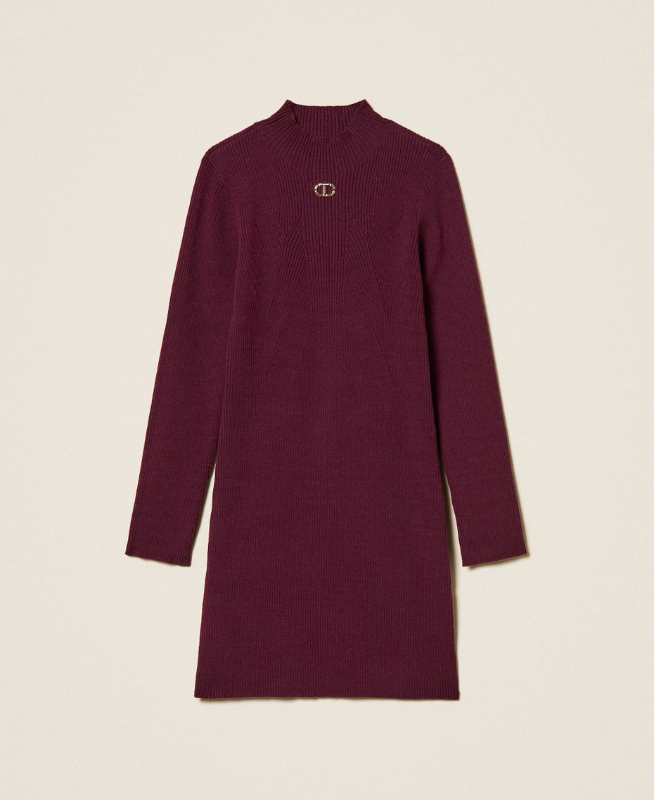 Girls' ribbed knit short dress Burgundy Red Girl 252GB3010_04218_S0
