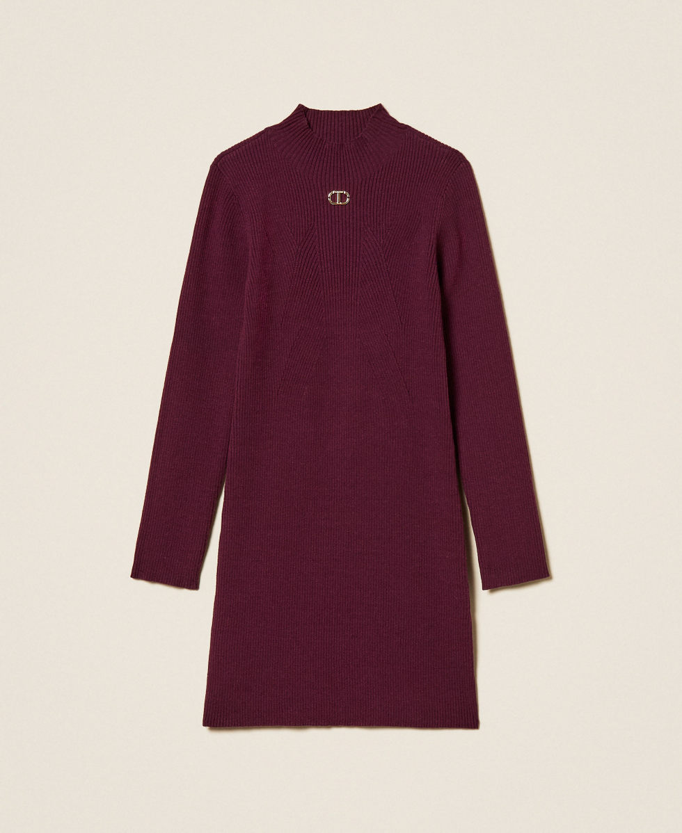 Kurzes M&auml;dchen-Strickkleid mit Rippenmuster Burgunderrot M&auml;dchen 252GB3010_04218_S0