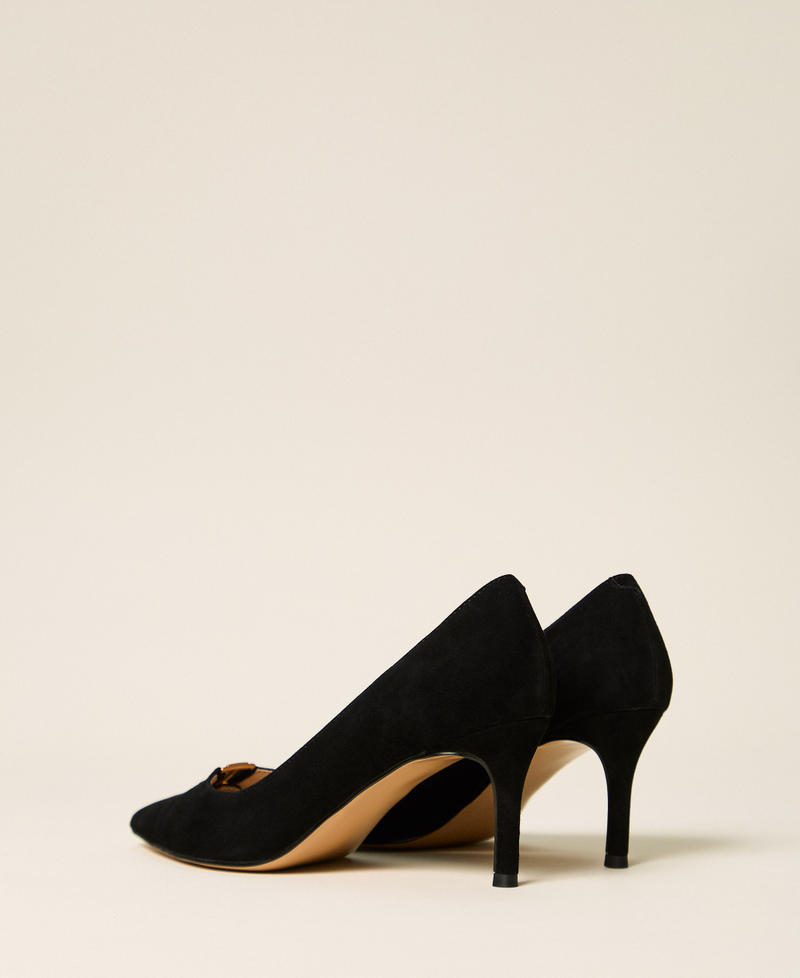 Pumps aus Veloursleder mit Logo Schwarz Frau 262TCP014_00006_03