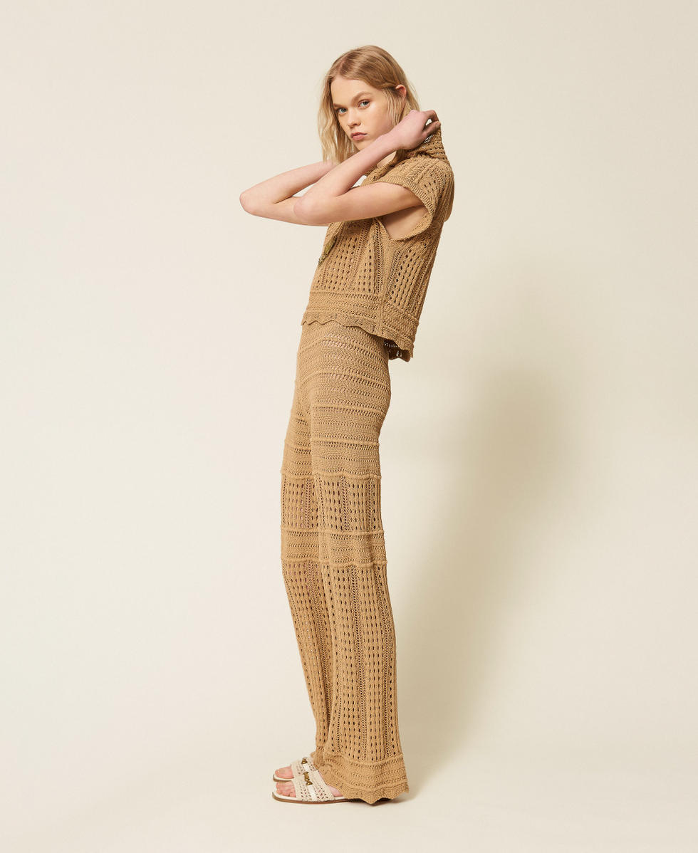 Pantaloni in maglia check Marrone "Cork" Donna 261TT3262_13452_02