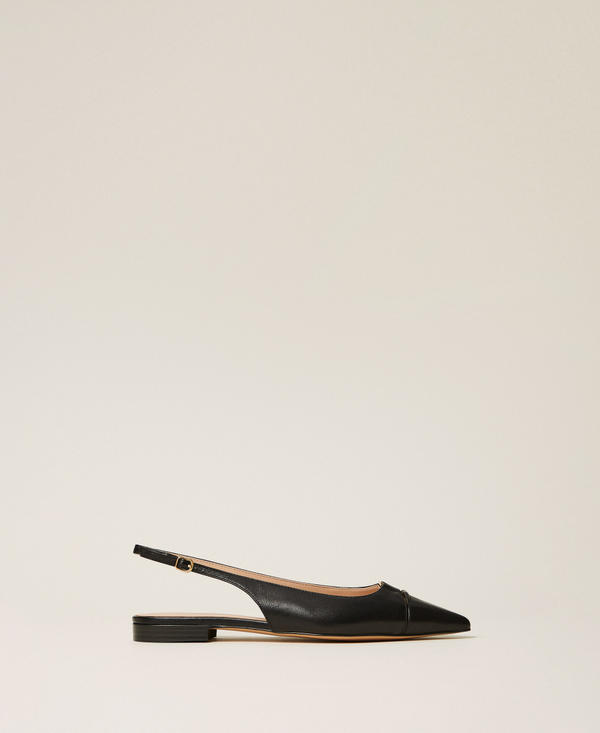 Leather sling back ballet flats