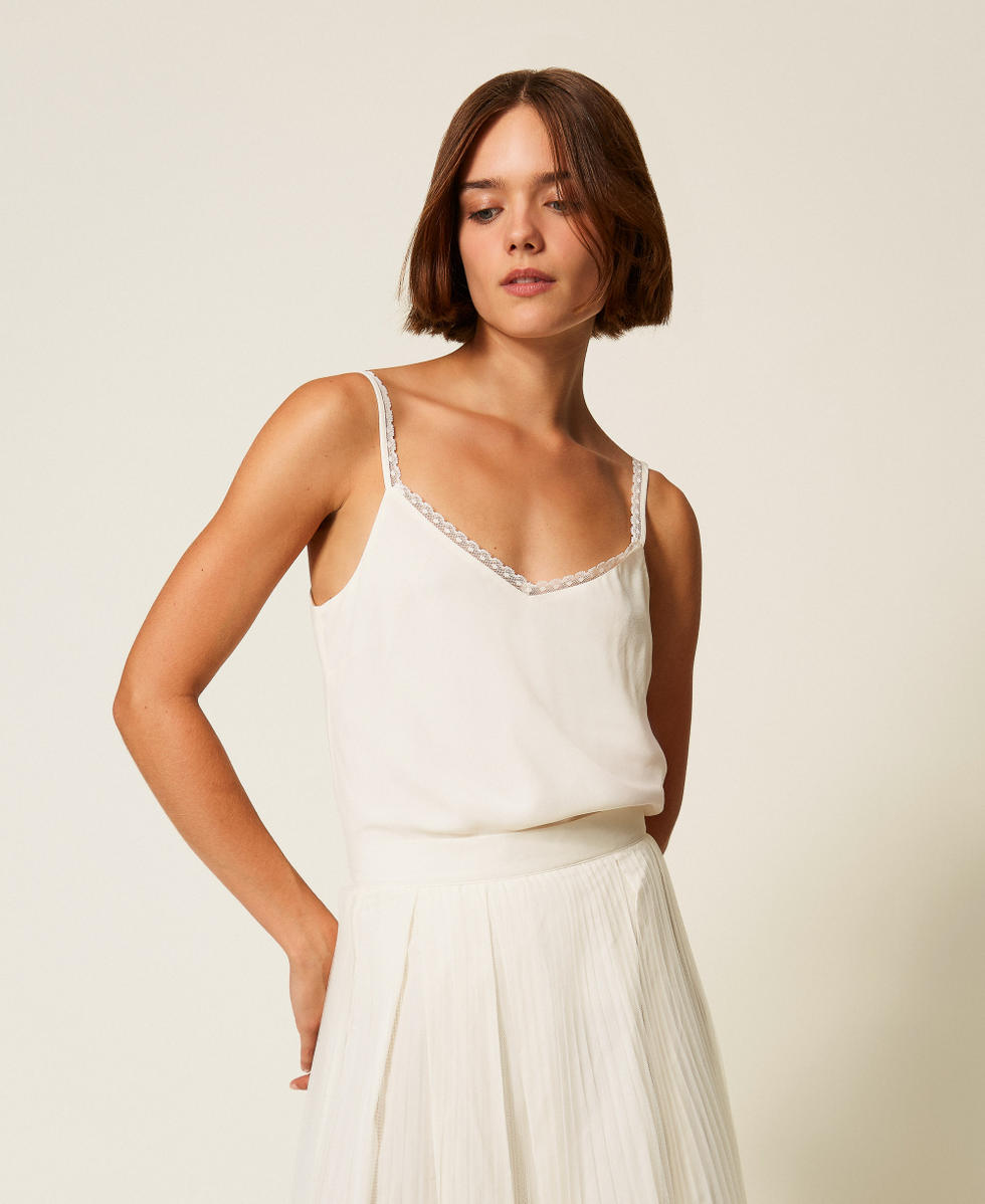 Silk blend crêpe de Chine top