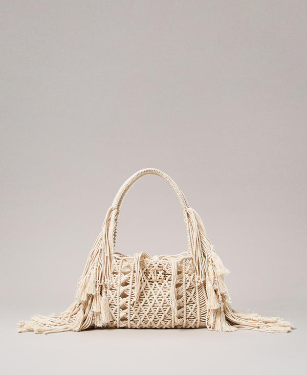 ‘Salina’ shopper with woven design and fringes
