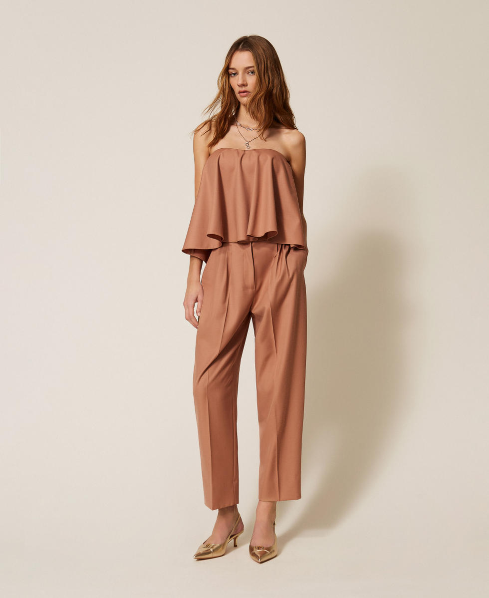 Wool blend bustier top Mocha Mousse Brown Woman 261TP2390_13168_T0