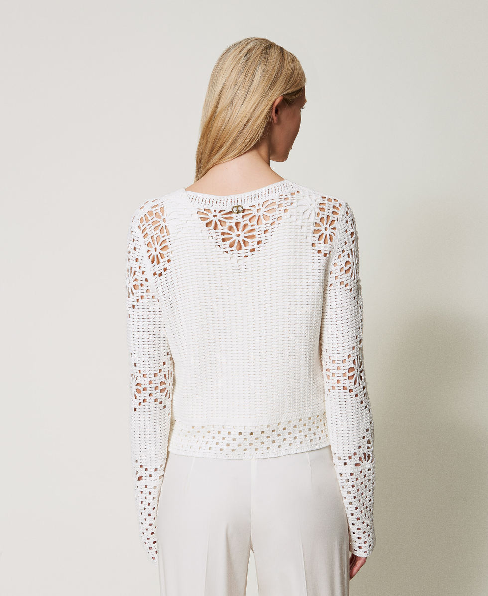 Floral crochet jacket Woman, White | TWINSET Milano