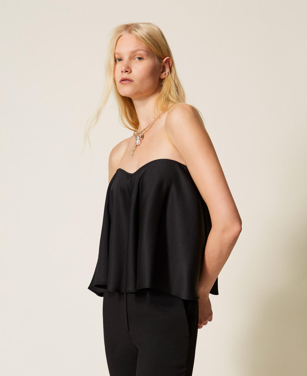 Top bustier de raso Negro Mujer 261TP2254_00006_02