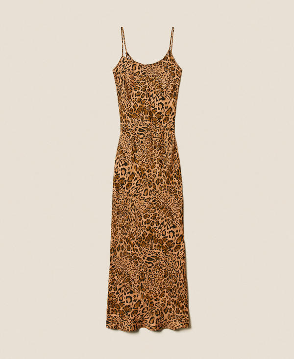 Long jacquard dress with animal print