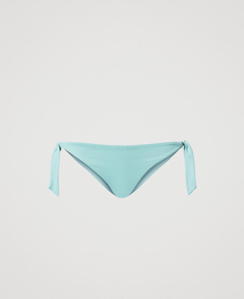 Brazilian bikini bottom with bows Green Marine/Almond Beige Embroidery Woman 251LMMF77_12374_S0