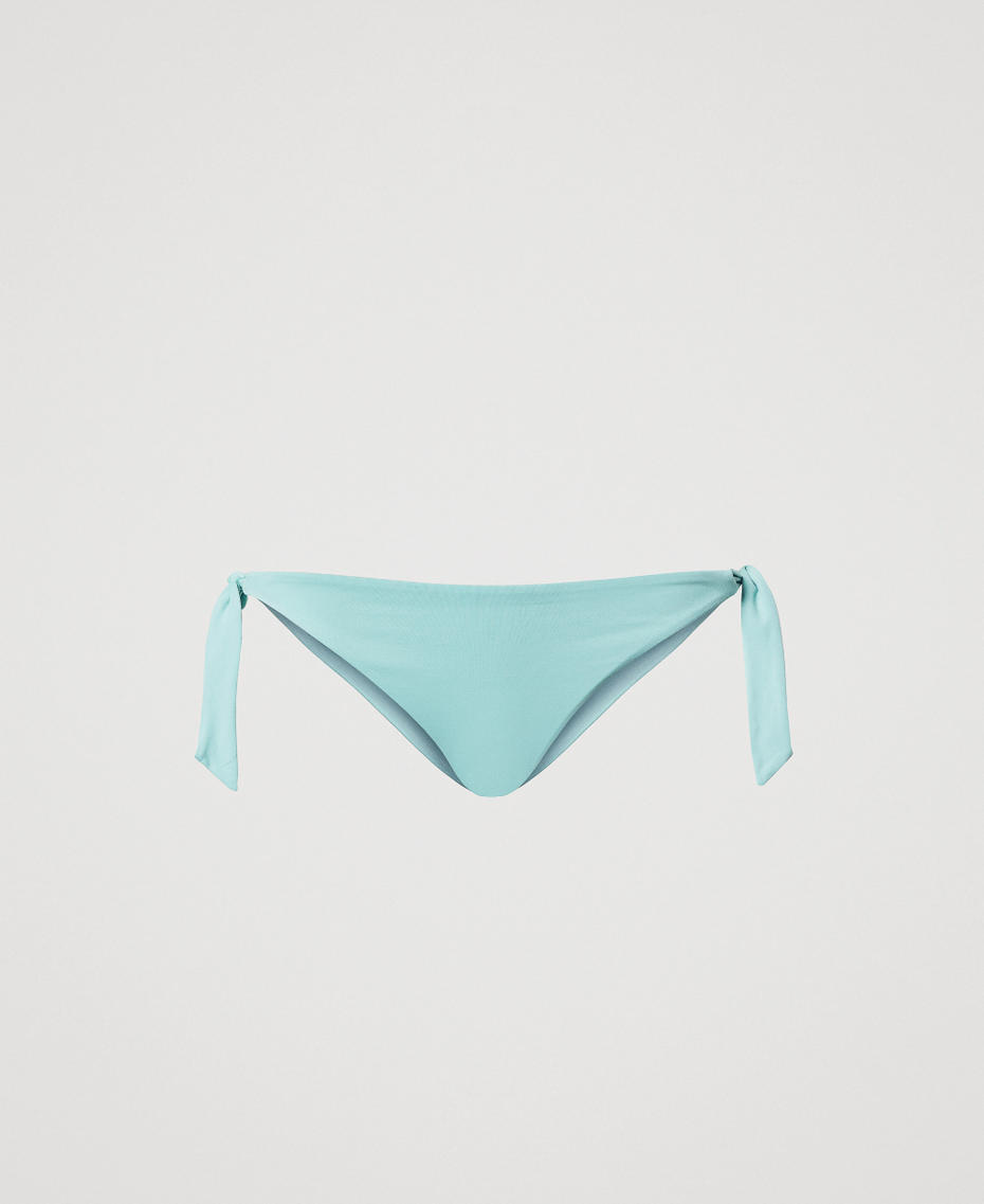 Brazilian bikini bottom with bows Green Marine/Almond Beige Embroidery Woman 251LMMF77_12374_S0