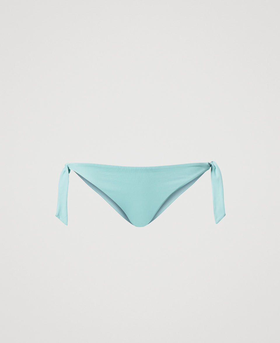Brazilian bikini bottom with bows Green Marine/Almond Beige Embroidery Woman 251LMMF77_12374_S0