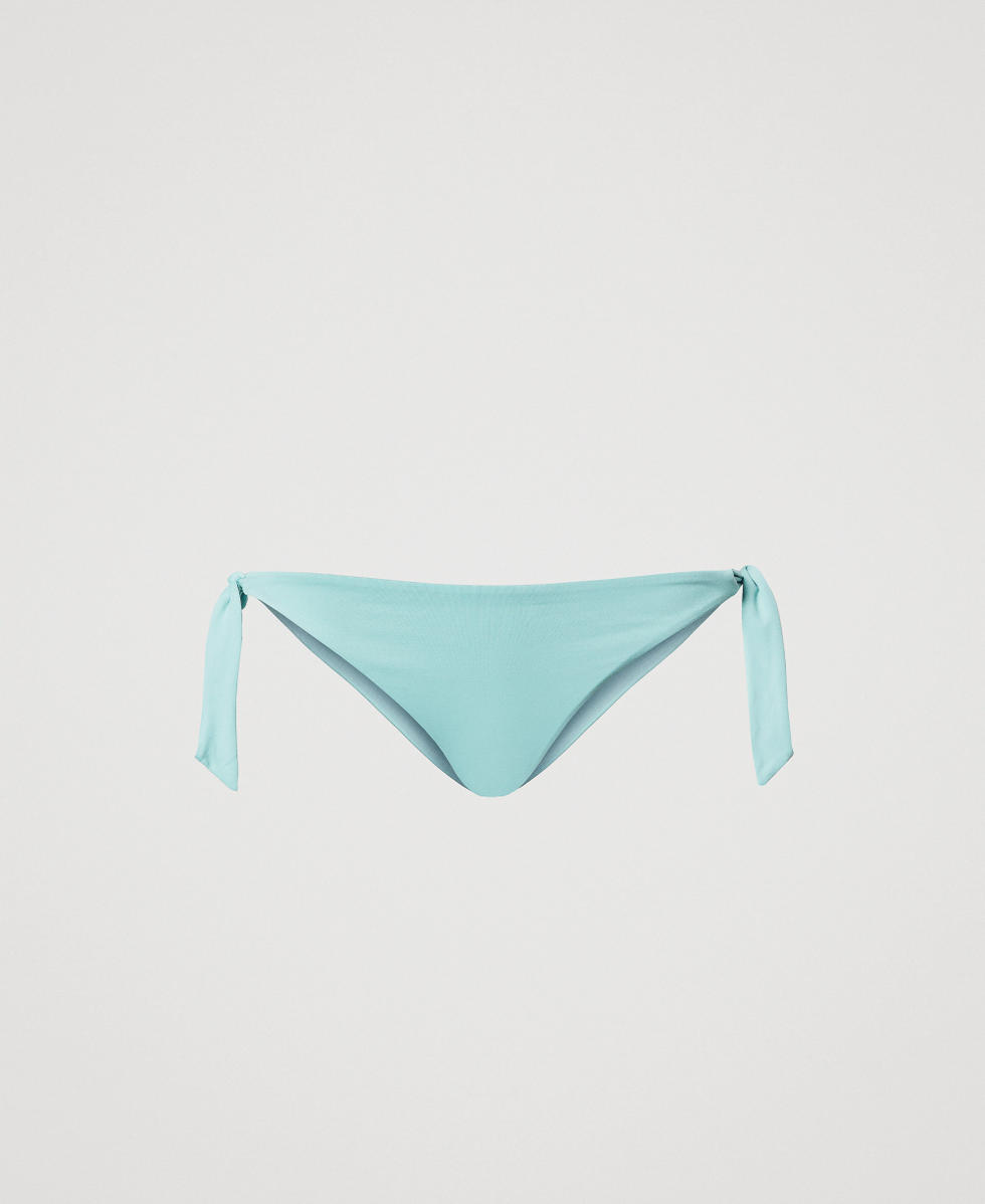 Brazilian bikini bottom with bows Green Marine/Almond Beige Embroidery Woman 251LMMF77_12374_S0