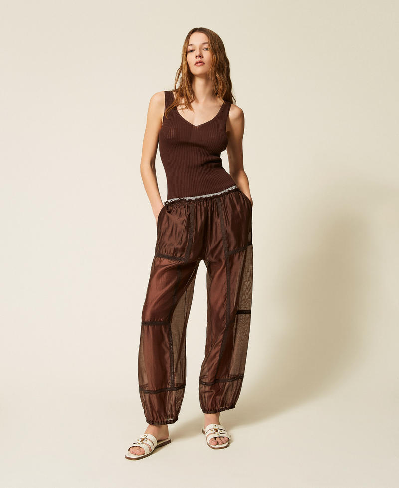 Top mit Volant Coffee Liqueur Frau 261TF3011_12110_01