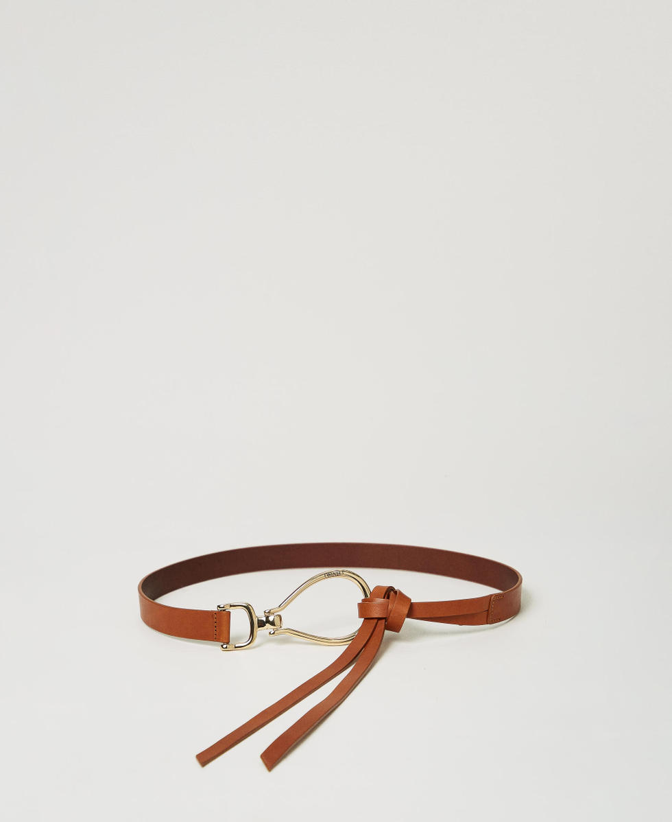 Leather belt with logo Leather Brown Woman 251TO5420_00057_01