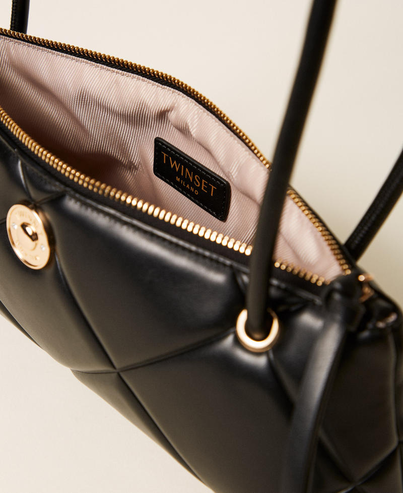 Quilted bowler bag with logo Black Woman 262TB7082_00006_04