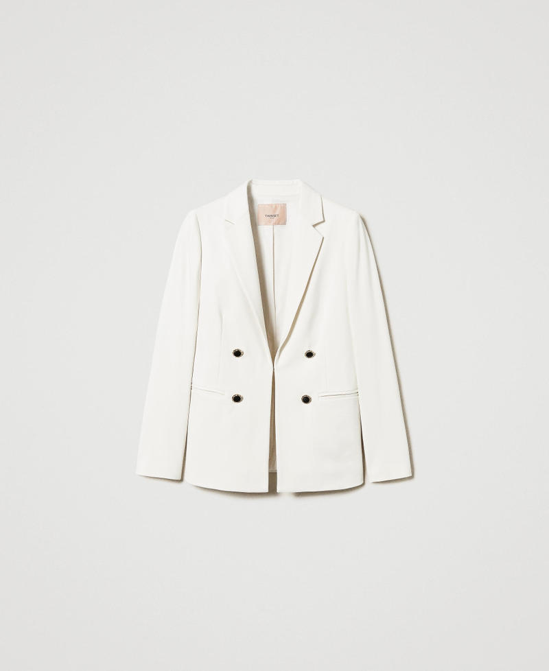 Double-breasted jacket with jewel buttons Mother Of Pearl Woman 251TP2139_00059_S0