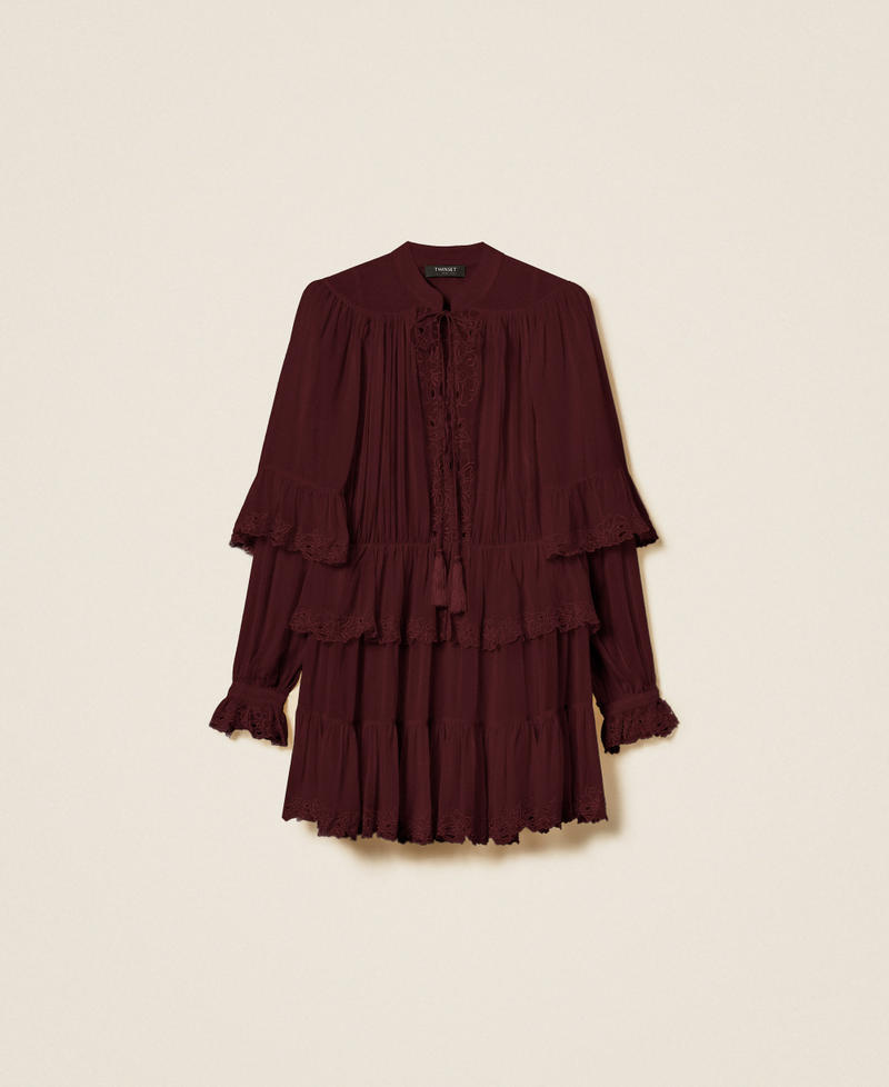 Vestido corto de georgette con bordado Morado «Winetasting» Mujer 252TS2296_05609_S0