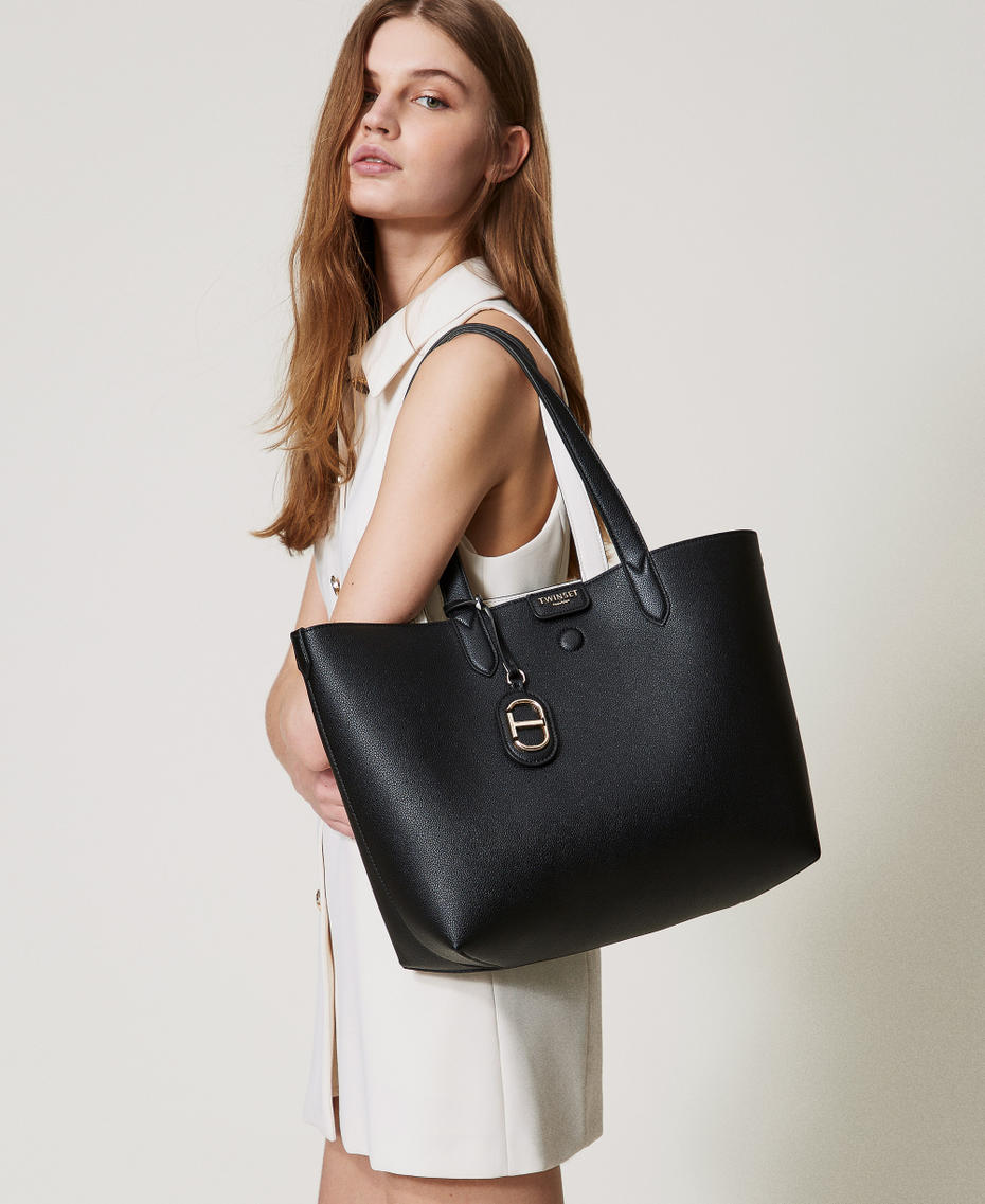Borsa shopper ‘Everywhere’ reversibile Bicolor Madreperla / Nero Donna 251TB7300_03261_0T