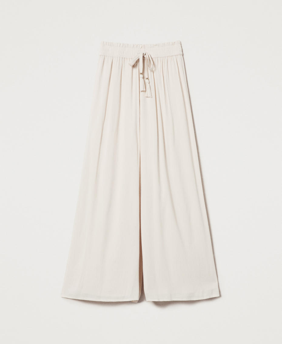 Palazzohose aus Krepon Almond Beige Frau 251LM2GDD_12363_S0