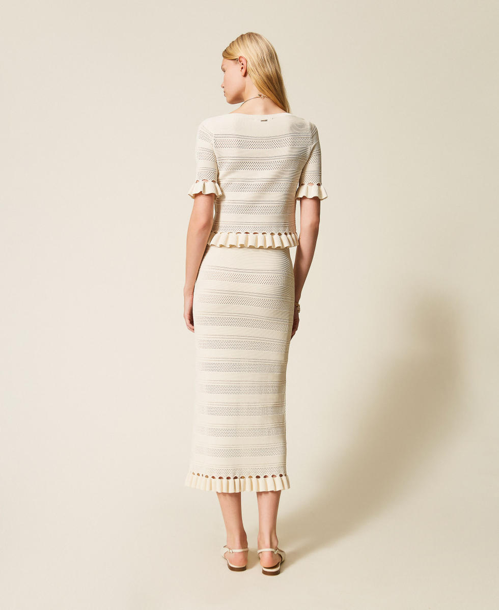 Knit midi skirt with ruffles Mother Of Pearl Woman 261TP3083_00059_03