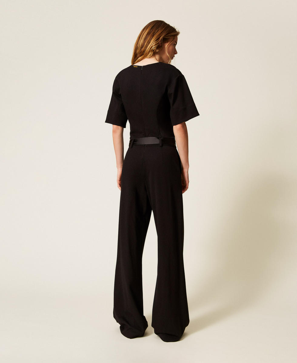 Jumpsuit with satin details Black Woman 252LI2UFF_00006_03