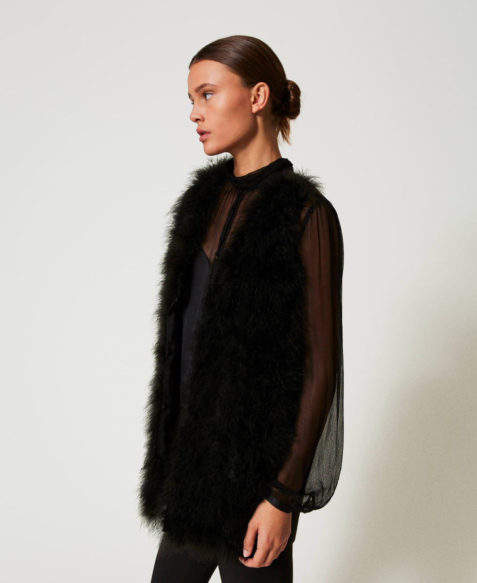 Gilet avec plumes Noir Femme 242LL5ATT_00006_02