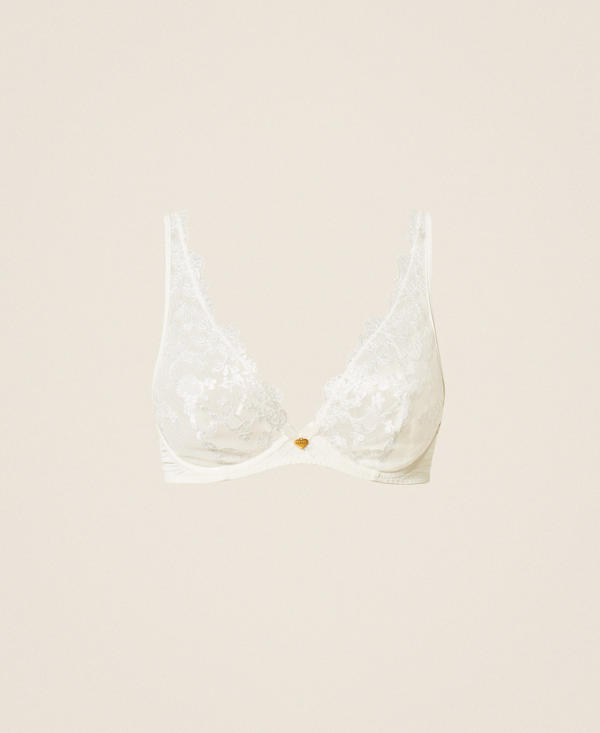 Embroidered tulle underwired bra