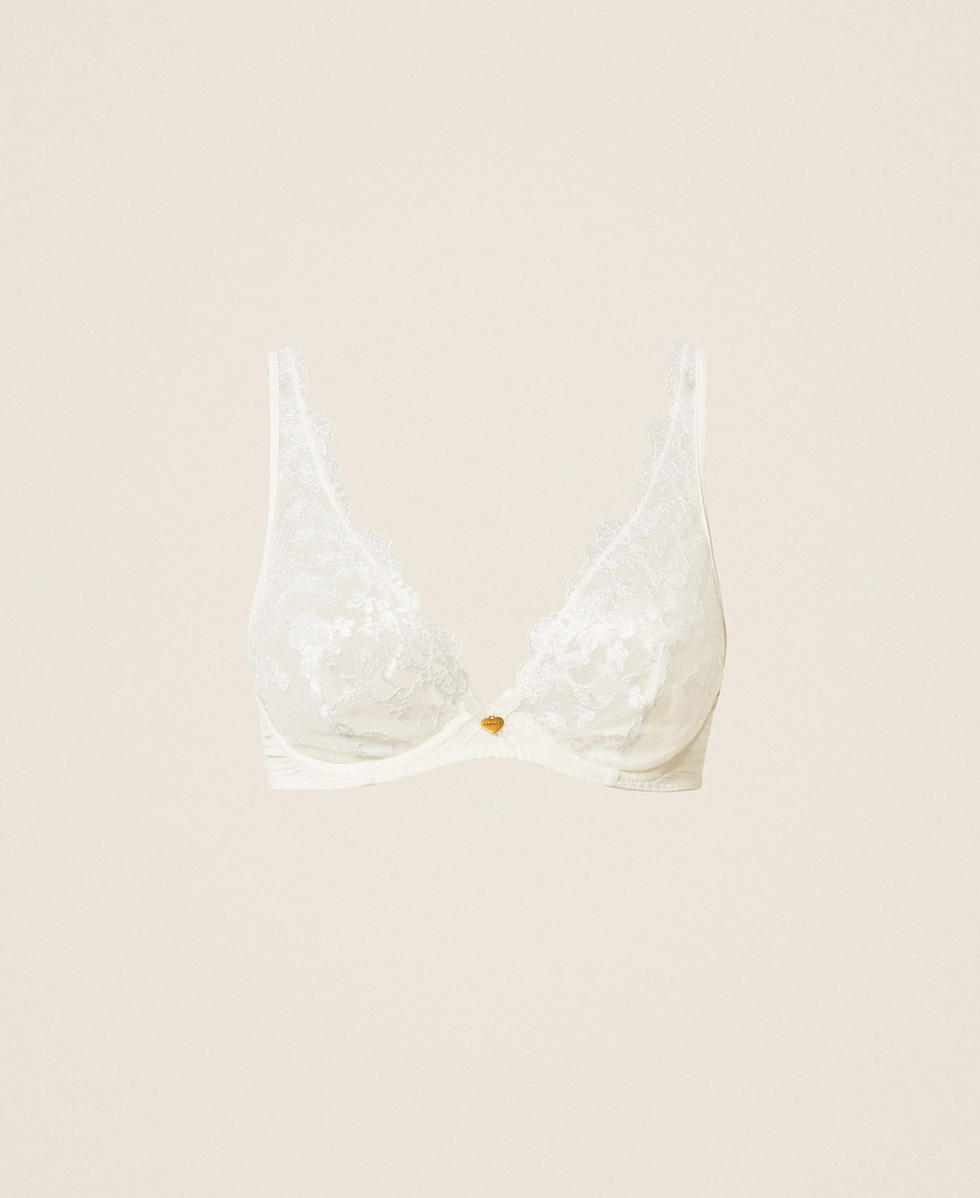 Embroidered tulle underwired bra