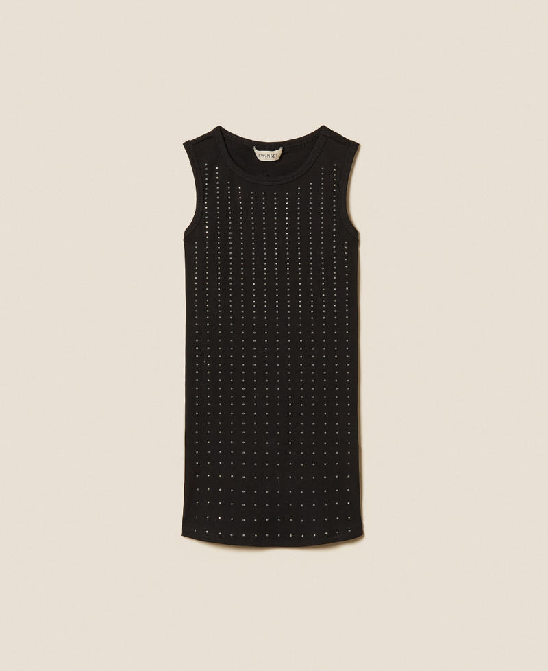 Robe courte c&ocirc;tel&eacute;e avec cabochons Noir Fille 261GJ2241_00006_S0