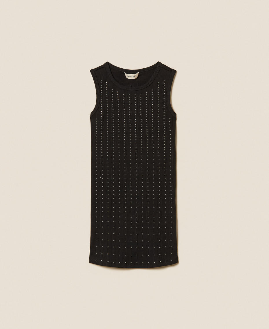 Robe courte c&ocirc;tel&eacute;e avec cabochons Noir Fille 261GJ2241_00006_S0