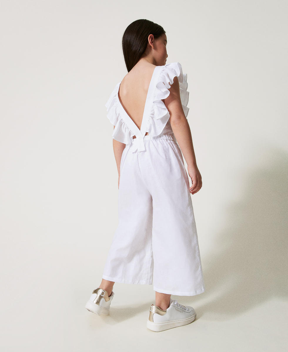 Linen blend dungaree jumpsuit "Ice" White Girl 251GJ2405_00808_03