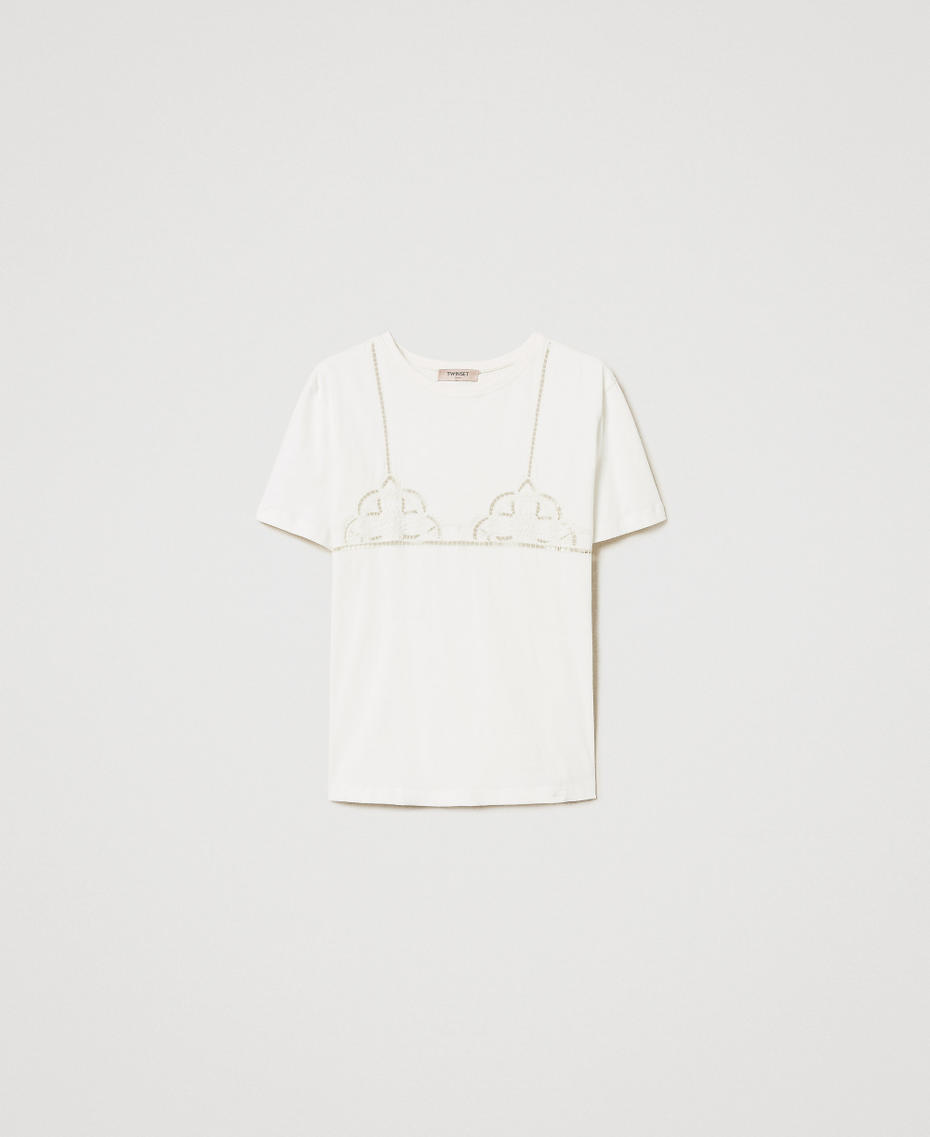 T-shirt with openwork embroidery White Snow Woman 251TT2290_00282_S0
