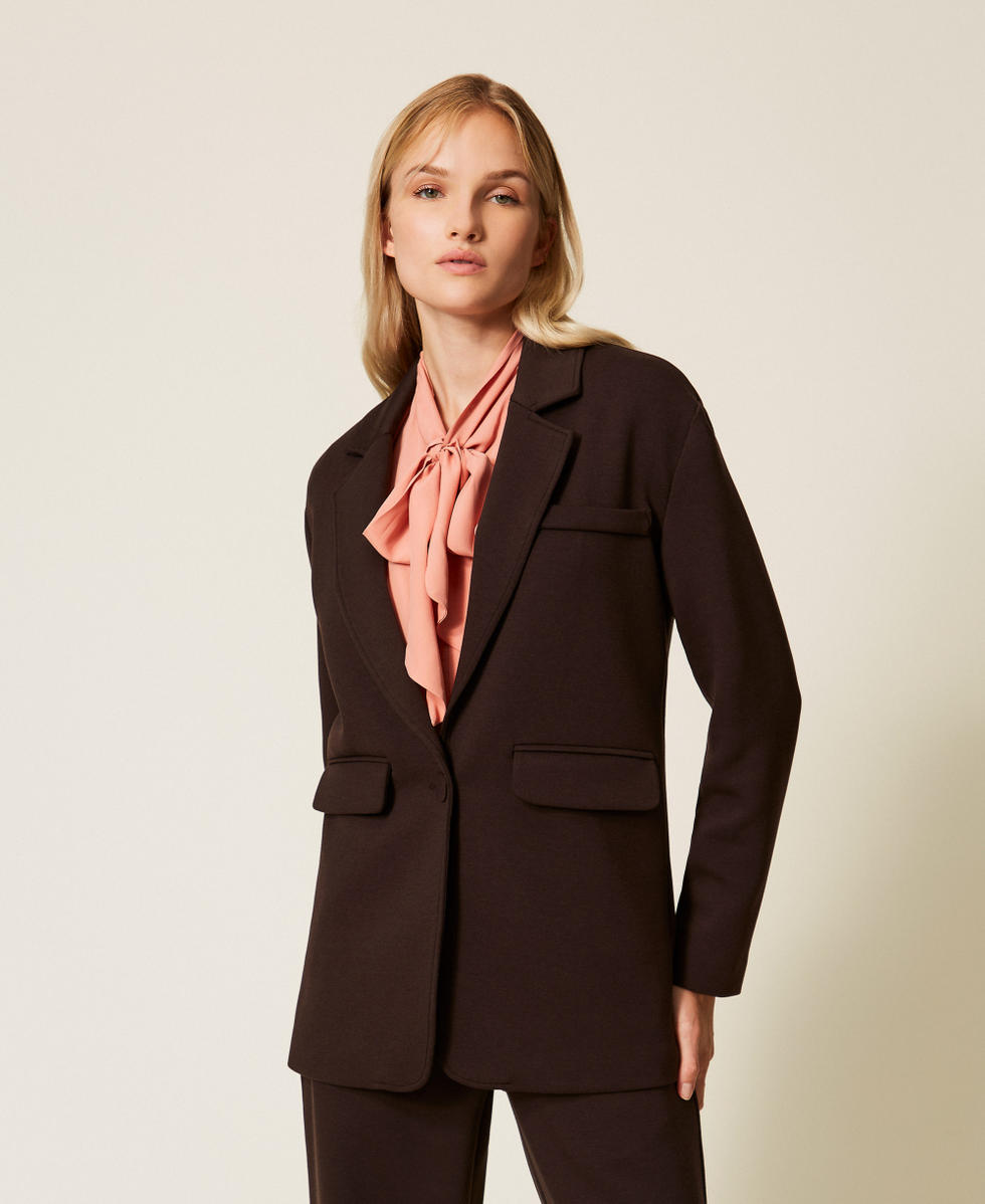 Oversized scuba jacket Black Chocolate Woman 252LI2LAA_11054_02